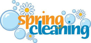 Spring cleaning with bubbles and flowers